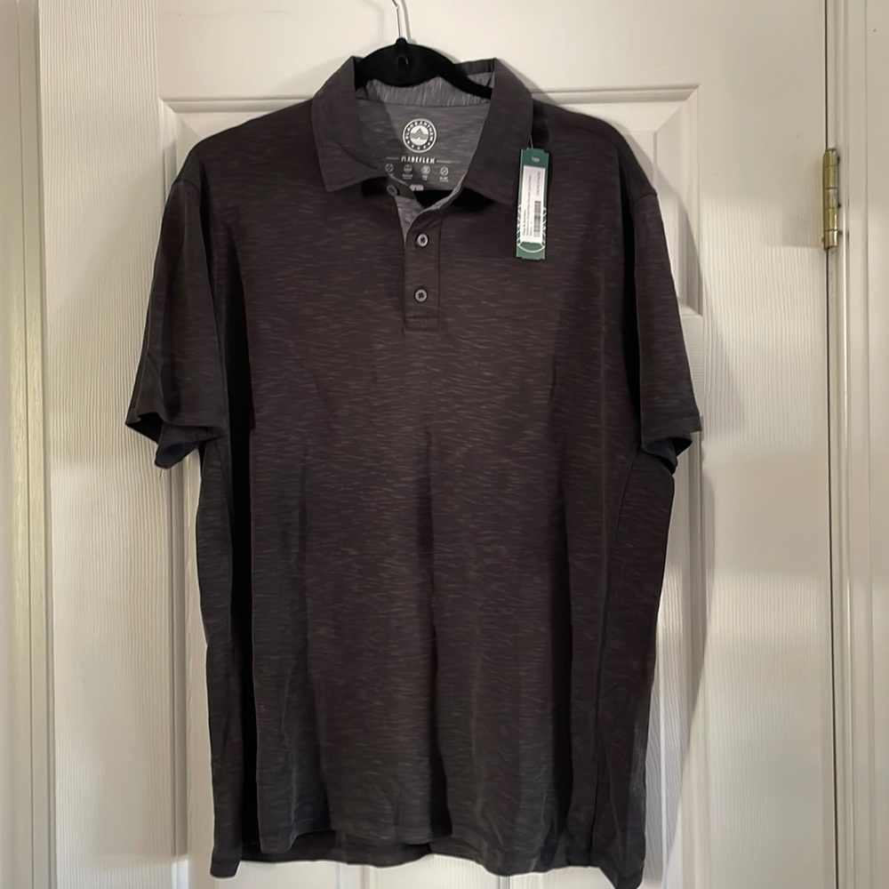 Flag & Anthem Polo Shirt Golf Medium Gray Short Sleeves Work Casual Stretch Fit